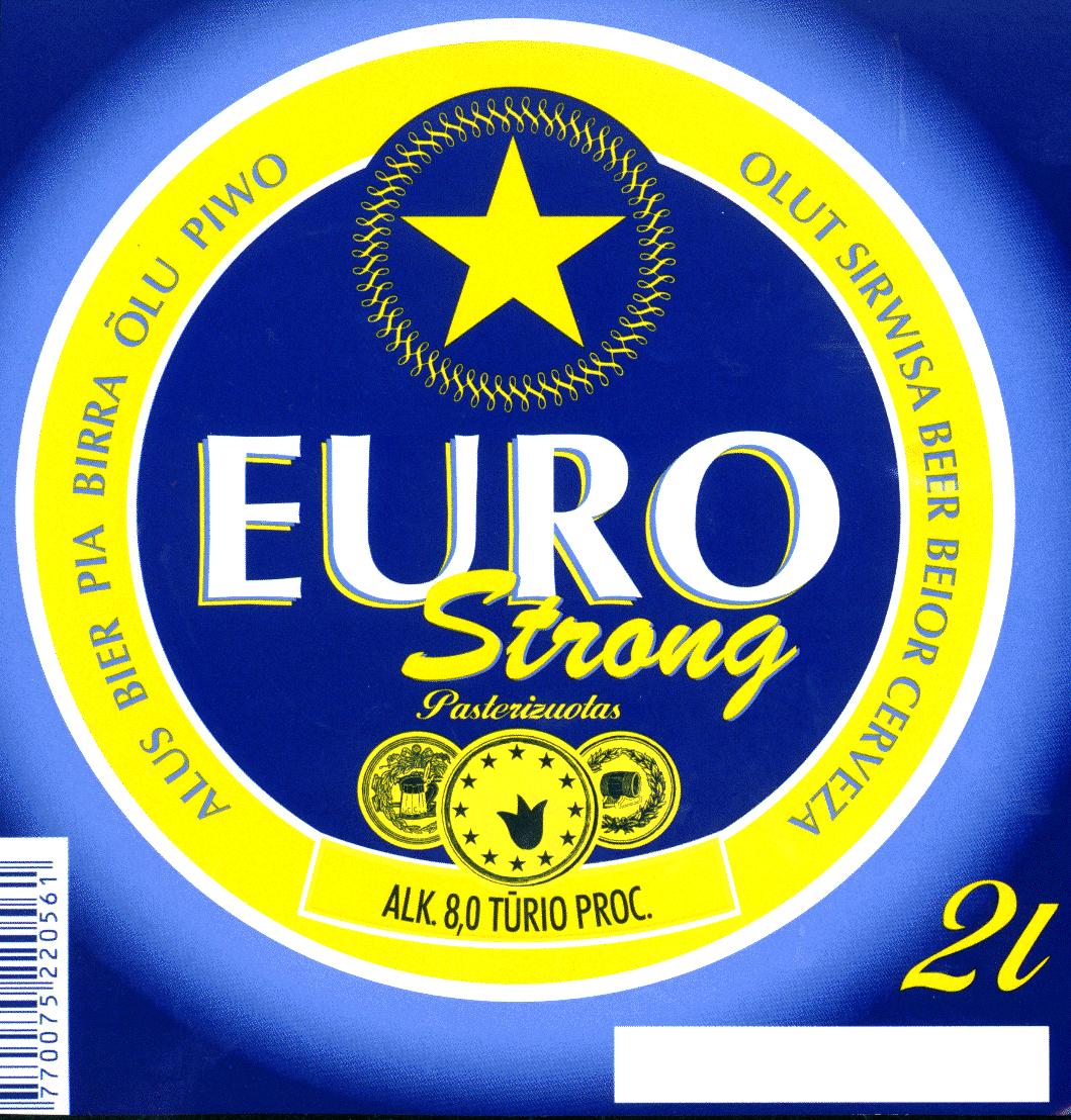Prekės ženklas: EURO Strong ALUS BIER PIA BIRRA OLU PIWO OLUT SIRWISA BEER BEIOR CERVEZA